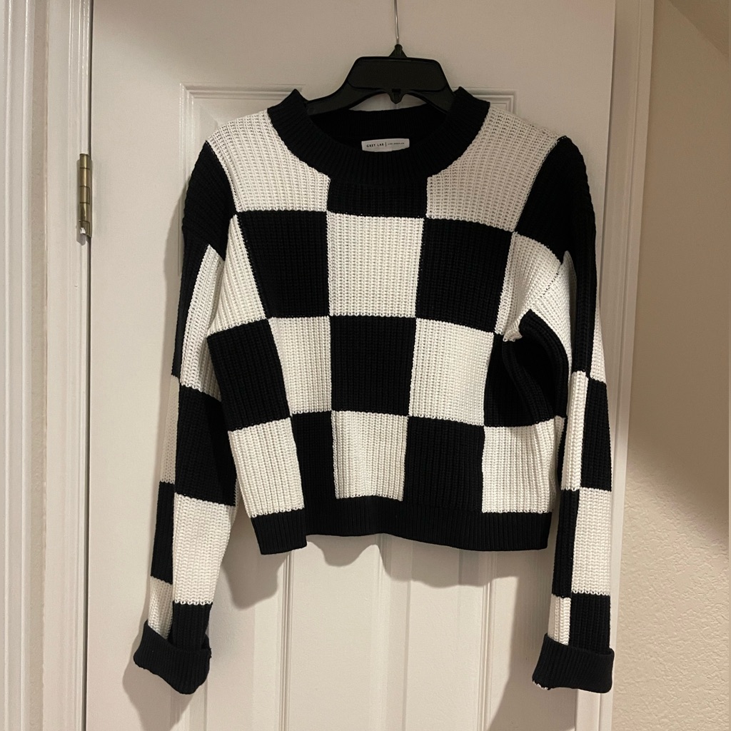 Grey Lab Checker Board Sweater Brand New Grey Lab Checker Board Sweater Brand New